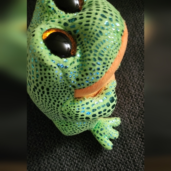Ty Beanie Boo Speckles Green and Orange Frog Plush Toy - Picture 5 of 7
